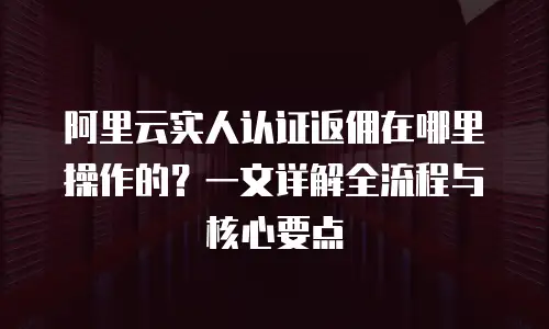 阿里云实人认证返佣在哪里操作的？一文详解全流程与核心要点