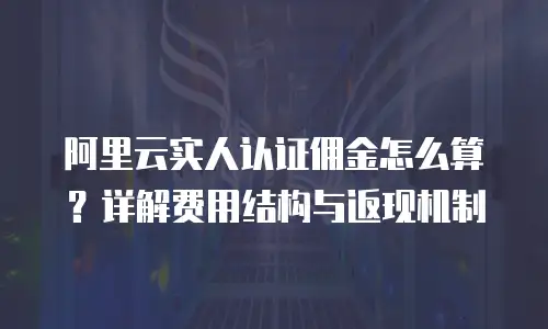 阿里云实人认证佣金怎么算？详解费用结构与返现机制