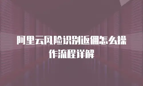 阿里云风险识别返佣怎么操作流程详解