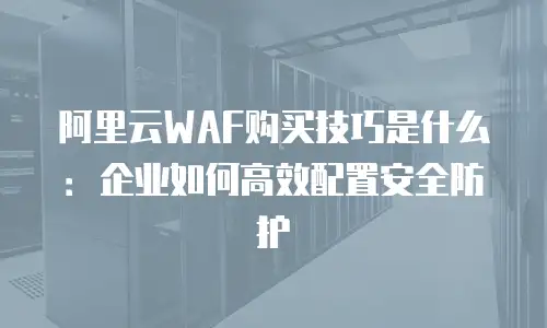 阿里云WAF购买技巧是什么：企业如何高效配置安全防护