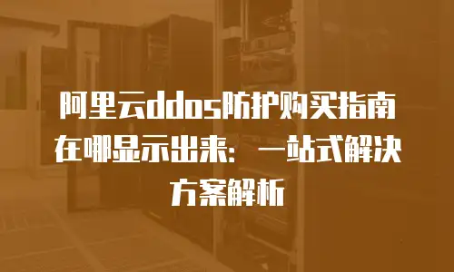 阿里云ddos防护购买指南在哪显示出来：一站式解决方案解析