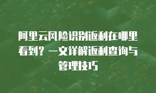 阿里云风险识别返利在哪里看到？一文详解返利查询与管理技巧