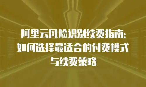 阿里云风险识别续费指南：如何选择最适合的付费模式与续费策略