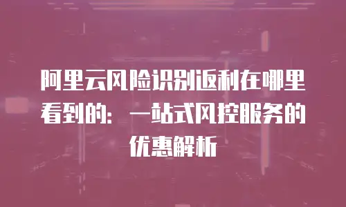 阿里云风险识别返利在哪里看到的：一站式风控服务的优惠解析