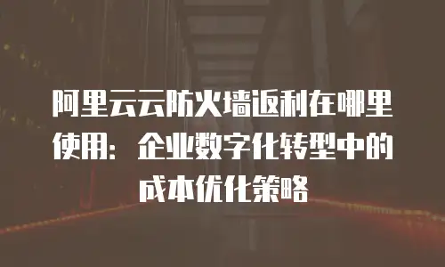 阿里云云防火墙返利在哪里使用：企业数字化转型中的成本优化策略