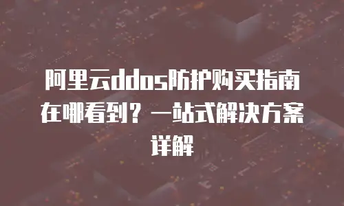 阿里云ddos防护购买指南在哪看到？一站式解决方案详解
