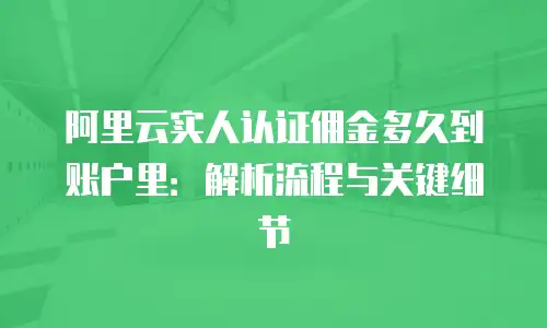 阿里云实人认证佣金多久到账户里：解析流程与关键细节