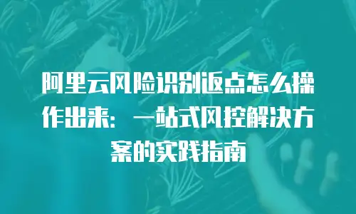 阿里云风险识别返点怎么操作出来：一站式风控解决方案的实践指南