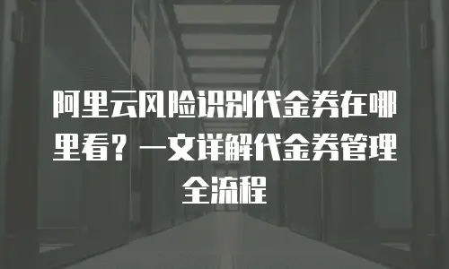阿里云风险识别代金券在哪里看？一文详解代金券管理全流程