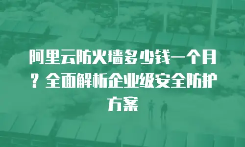 阿里云防火墙多少钱一个月？全面解析企业级安全防护方案