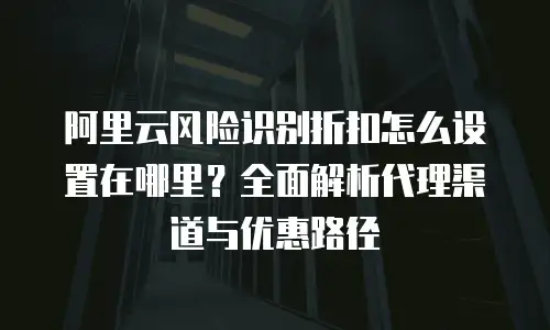 阿里云风险识别折扣怎么设置在哪里？全面解析代理渠道与优惠路径