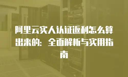 阿里云实人认证返利怎么算出来的：全面解析与实用指南