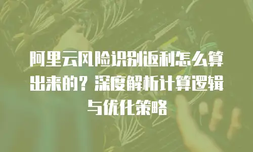 阿里云风险识别返利怎么算出来的？深度解析计算逻辑与优化策略