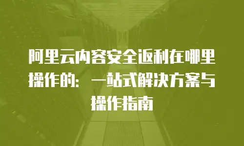 阿里云内容安全返利在哪里操作的：一站式解决方案与操作指南