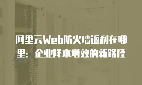 阿里云Web防火墙返利在哪里：企业降本增效的新路径