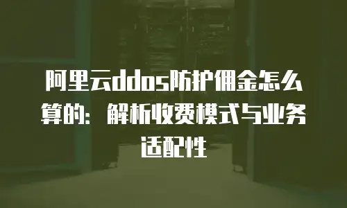 阿里云ddos防护佣金怎么算的：解析收费模式与业务适配性