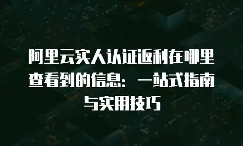 阿里云实人认证返利在哪里查看到的信息：一站式指南与实用技巧