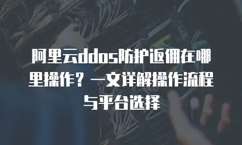 阿里云ddos防护返佣在哪里操作？一文详解操作流程与平台选择