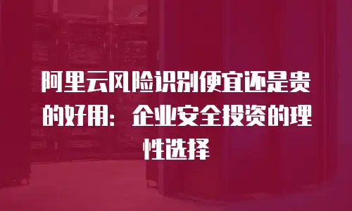 阿里云风险识别便宜还是贵的好用：企业安全投资的理性选择