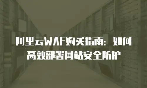 阿里云WAF购买指南：如何高效部署网站安全防护