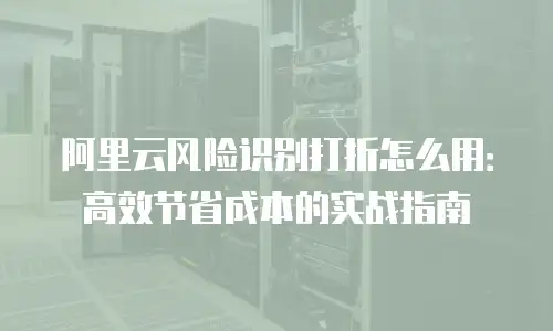阿里云风险识别打折怎么用：高效节省成本的实战指南