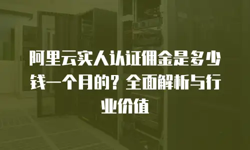阿里云实人认证佣金是多少钱一个月的？全面解析与行业价值
