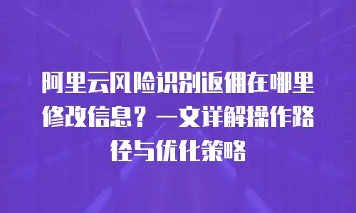 阿里云风险识别返佣在哪里修改信息？一文详解操作路径与优化策略