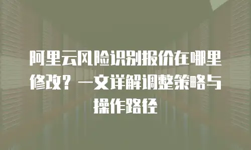 阿里云风险识别报价在哪里修改？一文详解调整策略与操作路径