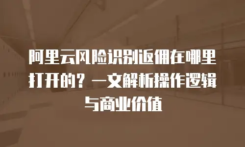 阿里云风险识别返佣在哪里打开的？一文解析操作逻辑与商业价值