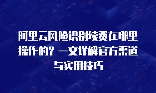 阿里云风险识别续费在哪里操作的？一文详解官方渠道与实用技巧