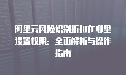 阿里云风险识别折扣在哪里设置权限：全面解析与操作指南