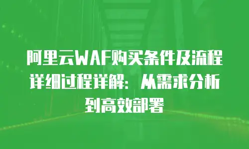阿里云WAF购买条件及流程详细过程详解：从需求分析到高效部署