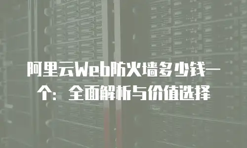 阿里云Web防火墙多少钱一个：全面解析与价值选择