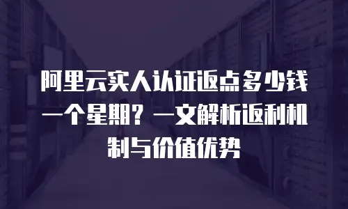 阿里云实人认证返点多少钱一个星期？一文解析返利机制与价值优势