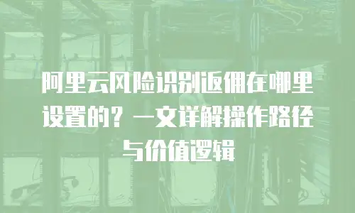 阿里云风险识别返佣在哪里设置的？一文详解操作路径与价值逻辑