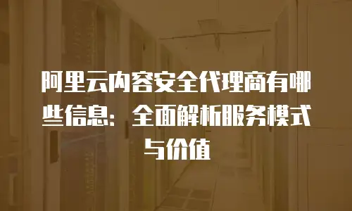 阿里云内容安全代理商有哪些信息：全面解析服务模式与价值
