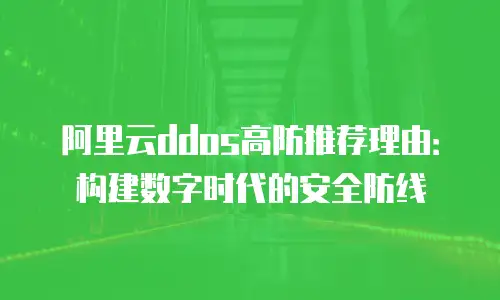 阿里云ddos高防推荐理由：构建数字时代的安全防线
