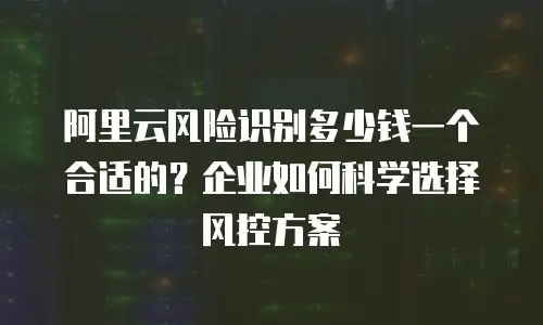 阿里云风险识别多少钱一个合适的？企业如何科学选择风控方案