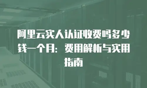 阿里云实人认证收费吗多少钱一个月：费用解析与实用指南