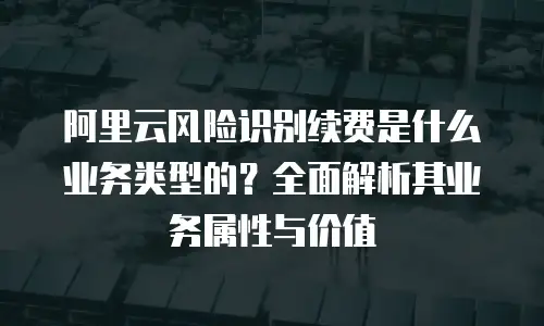 阿里云风险识别续费是什么业务类型的？全面解析其业务属性与价值