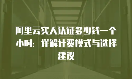阿里云实人认证多少钱一个小时：详解计费模式与选择建议