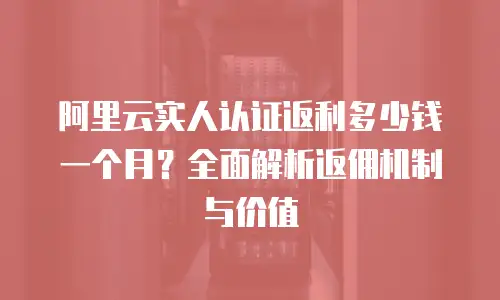 阿里云实人认证返利多少钱一个月？全面解析返佣机制与价值