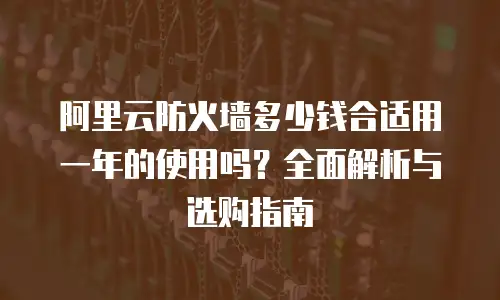 阿里云防火墙多少钱合适用一年的使用吗？全面解析与选购指南