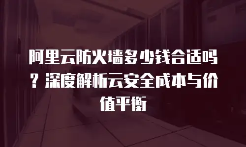 阿里云防火墙多少钱合适吗？深度解析云安全成本与价值平衡