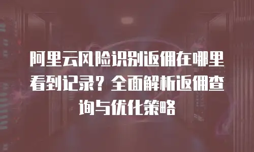 阿里云风险识别返佣在哪里看到记录？全面解析返佣查询与优化策略