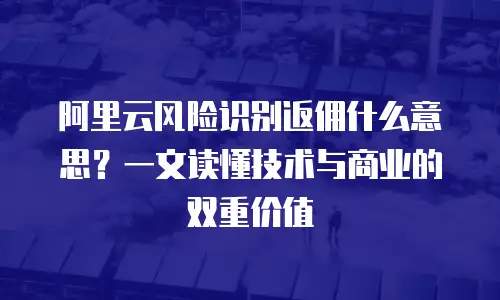 阿里云风险识别返佣什么意思？一文读懂技术与商业的双重价值