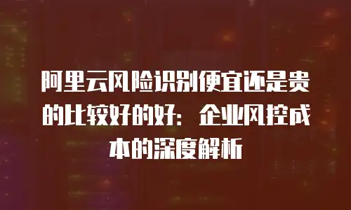 阿里云风险识别便宜还是贵的比较好的好：企业风控成本的深度解析