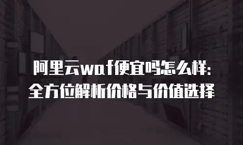 阿里云waf便宜吗怎么样：全方位解析价格与价值选择