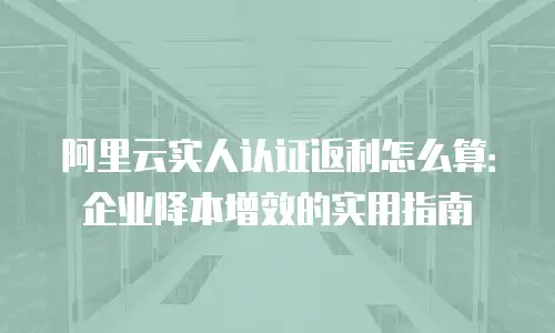 阿里云实人认证返利怎么算：企业降本增效的实用指南