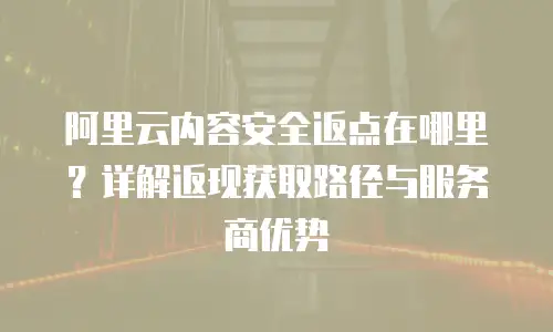 阿里云内容安全返点在哪里？详解返现获取路径与服务商优势